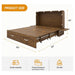 Livelylodge Murphy Bed Cabinet, Murphy Bed Queen with USB and Charging Ports, Murphy Bed Cabinet with Drawer,Reddish-Brown