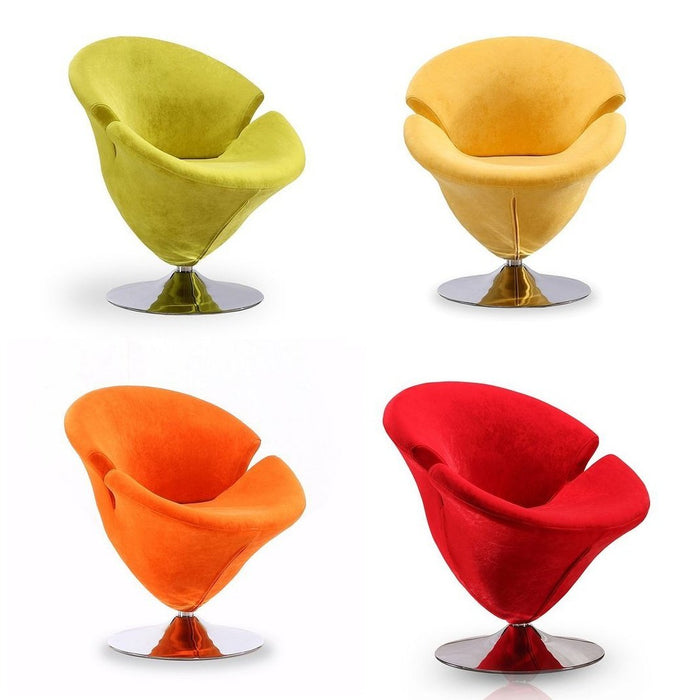 Manhattan Comfort Tulip Swivel Accent Chair Set of 4 in Multi Color Orange, Yellow, Green and Red