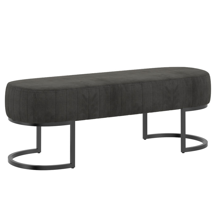 Worldwide Home Furnishings Caprese-Bench-Vintage Charcoal Bench 401-269CHR/BK