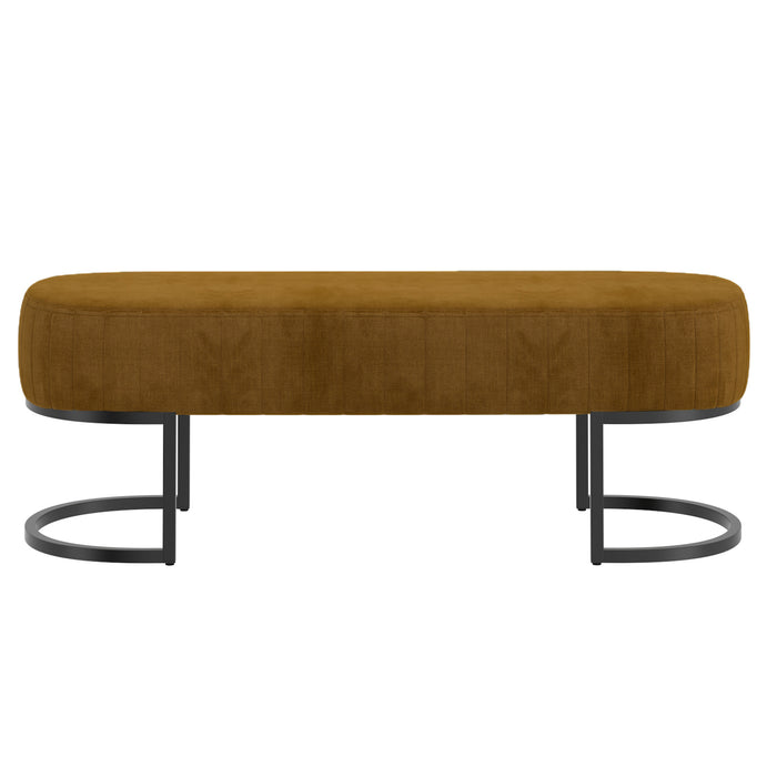 Worldwide Home Furnishings Caprese-Bench-Vintage Mustard Bench 401-269MUS/BK