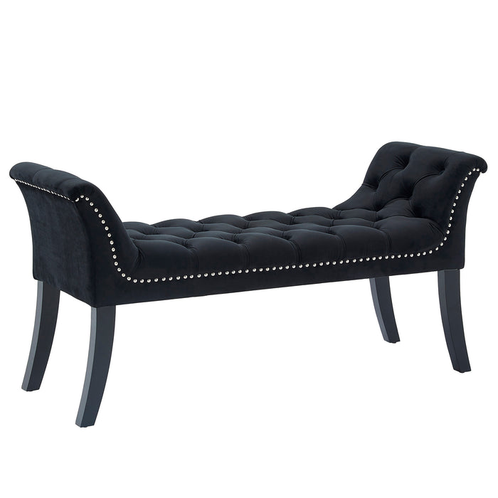 Worldwide Home Furnishings Velci-Bench-Black Bench 401-373BK