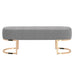 Worldwide Home Furnishings Zamora-Bench-Grey/Gold Leg Bench 401-534GRY/GL