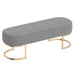 Worldwide Home Furnishings Zamora-Bench-Grey/Gold Leg Bench 401-534GRY/GL