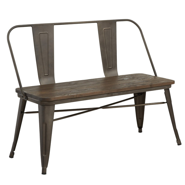 Worldwide Home Furnishings Modus-Bench-Gunmetal Bench With Back 401-939GM