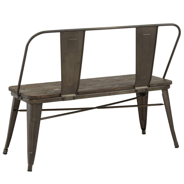 Worldwide Home Furnishings Modus-Bench-Gunmetal Bench With Back 401-939GM