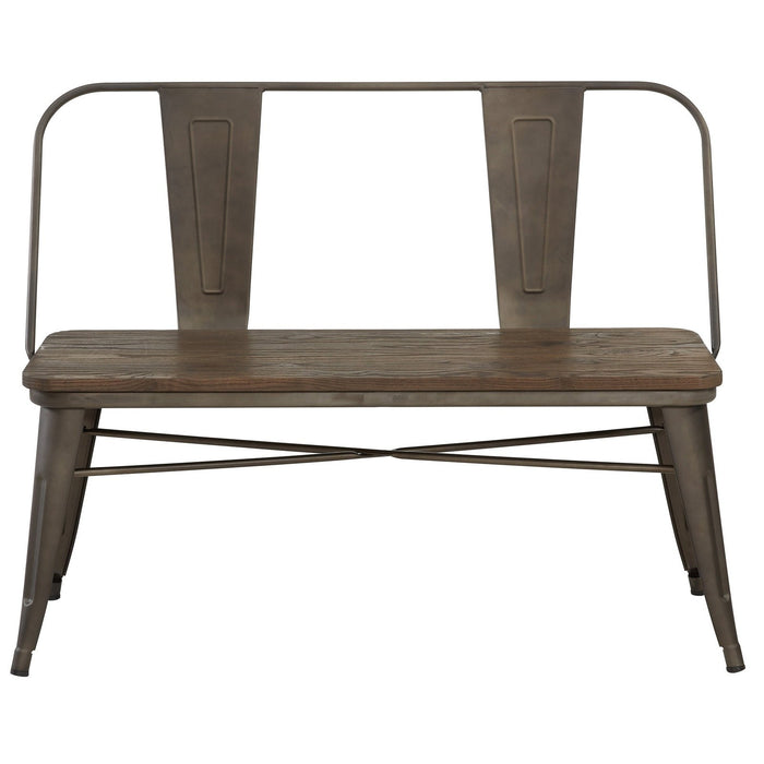 Worldwide Home Furnishings Modus-Bench-Gunmetal Bench With Back 401-939GM