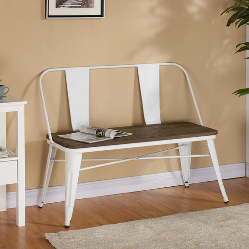 Worldwide Home Furnishings Modus-Bench-White Bench With Back 401-939WT