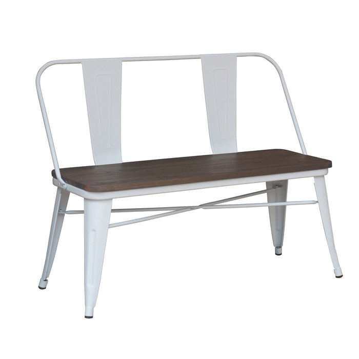 Worldwide Home Furnishings Modus-Bench-White Bench With Back 401-939WT