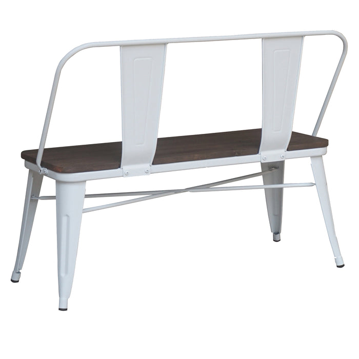 Worldwide Home Furnishings Modus-Bench-White Bench With Back 401-939WT