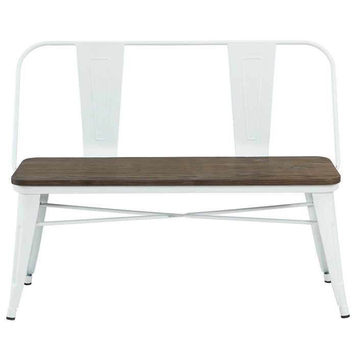 Worldwide Home Furnishings Modus-Bench-White Bench With Back 401-939WT