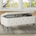 Worldwide Home Furnishings Monique-Storage Ottoman-White Pu Rectangular Storage Ottoman 402-130WT