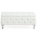 Worldwide Home Furnishings Monique-Storage Ottoman-White Pu Rectangular Storage Ottoman 402-130WT