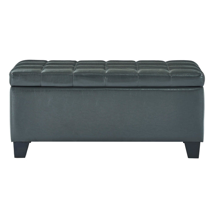 Worldwide Home Furnishings Winston-Storage Ottoman-Grey Rectangular Storage Ottoman 402-257GY