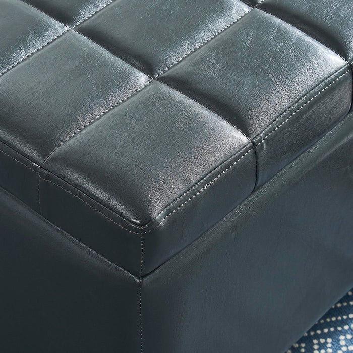 Worldwide Home Furnishings Winston-Storage Ottoman-Grey Rectangular Storage Ottoman 402-257GY