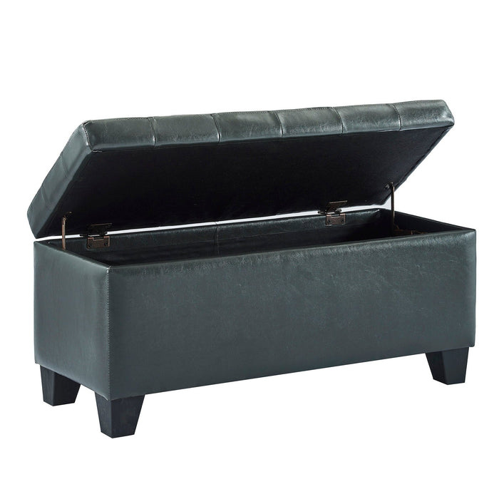 Worldwide Home Furnishings Winston-Storage Ottoman-Grey Rectangular Storage Ottoman 402-257GY