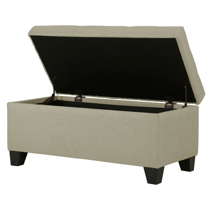 Worldwide Home Furnishings Harper-Storage Ottoman-Beige Rectangular Storage Ottoman 402-503BG