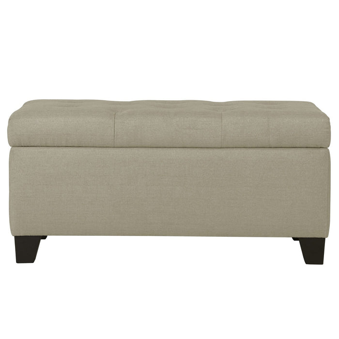 Worldwide Home Furnishings Harper-Storage Ottoman-Beige Rectangular Storage Ottoman 402-503BG