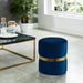Worldwide Home Furnishings Violet-Round Ottoman-Blue Round Ottoman 402-507BLU