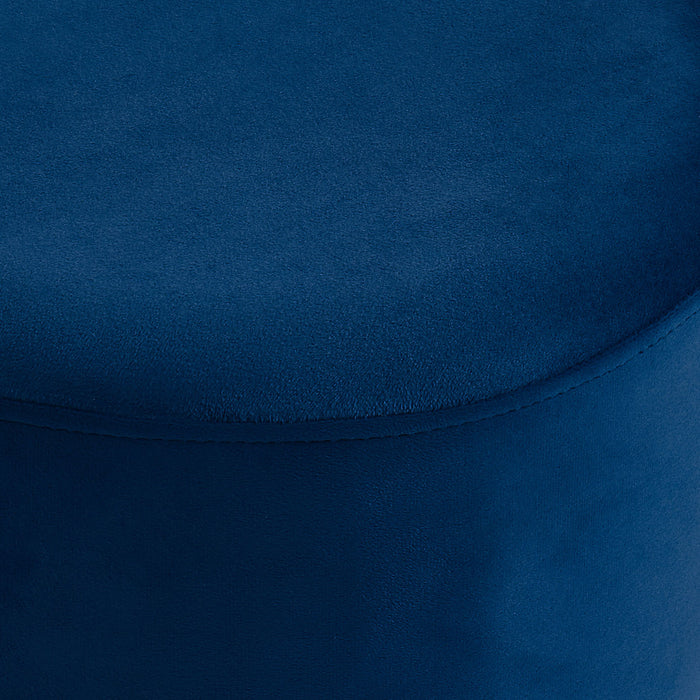 Worldwide Home Furnishings Violet-Round Ottoman-Blue Round Ottoman 402-507BLU