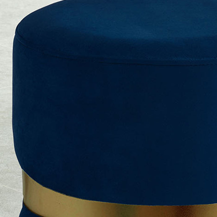 Worldwide Home Furnishings Violet-Round Ottoman-Blue Round Ottoman 402-507BLU