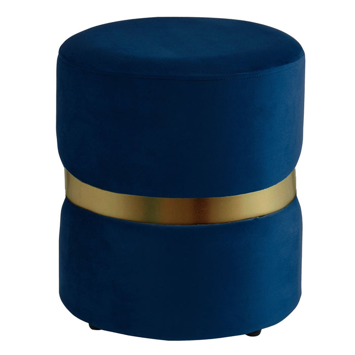 Worldwide Home Furnishings Violet-Round Ottoman-Blue Round Ottoman 402-507BLU