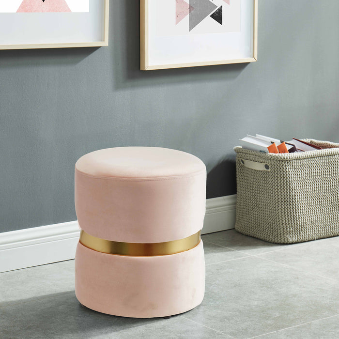 Worldwide Home Furnishings Violet-Round Ottoman-Blush Pink Round Ottoman 402-507PK