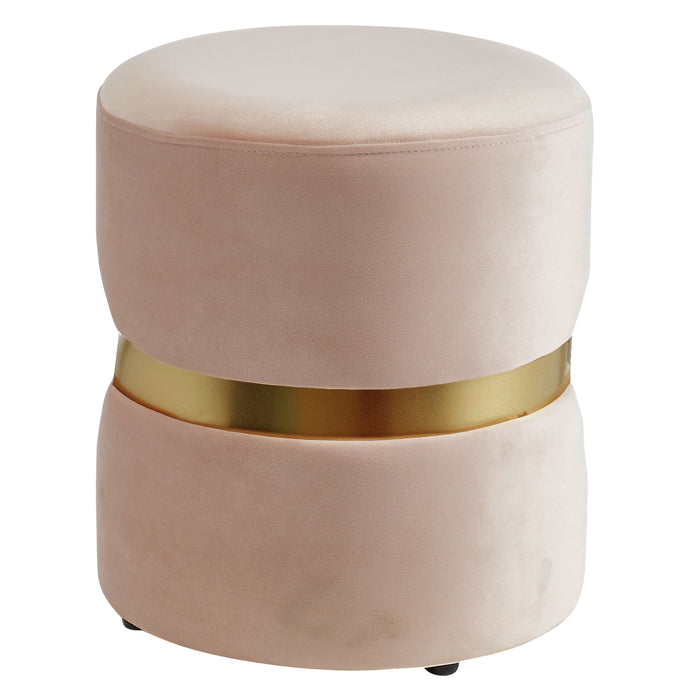Worldwide Home Furnishings Violet-Round Ottoman-Blush Pink Round Ottoman 402-507PK