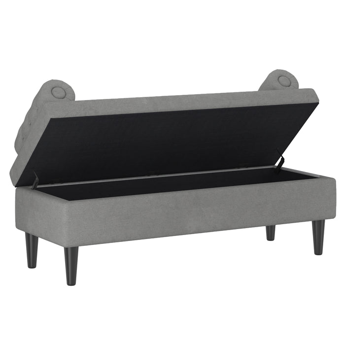 Worldwide Home Furnishings Adith-Storage Ottoman-Grey Storage Ottoman 402-569GRY