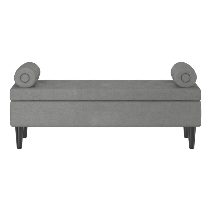 Worldwide Home Furnishings Adith-Storage Ottoman-Grey Storage Ottoman 402-569GRY