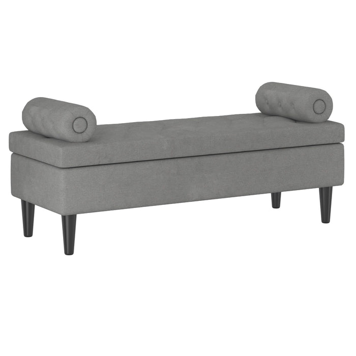 Worldwide Home Furnishings Adith-Storage Ottoman-Grey Storage Ottoman 402-569GRY