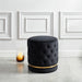 Worldwide Home Furnishings Delilah-Round Ottoman-Black/Gold Round Ottoman 402-609BK/GL
