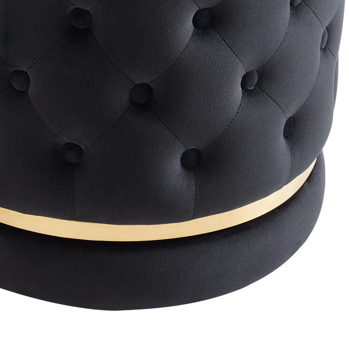 Worldwide Home Furnishings Delilah-Round Ottoman-Black/Gold Round Ottoman 402-609BK/GL