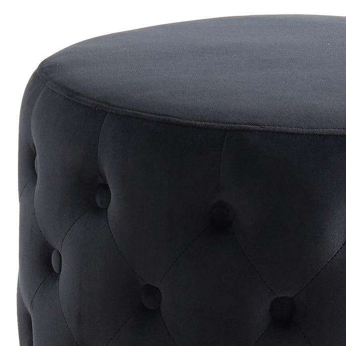 Worldwide Home Furnishings Delilah-Round Ottoman-Black/Gold Round Ottoman 402-609BK/GL