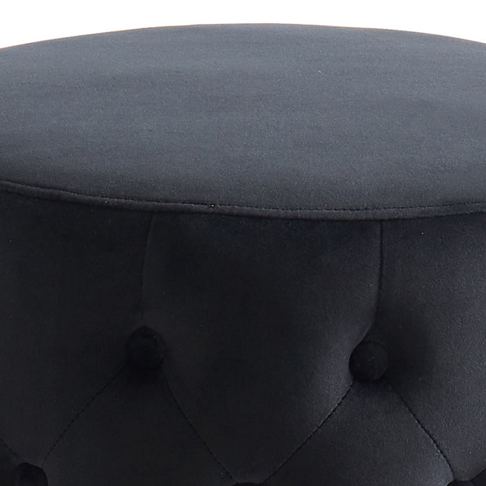 Worldwide Home Furnishings Delilah-Round Ottoman-Black/Gold Round Ottoman 402-609BK/GL