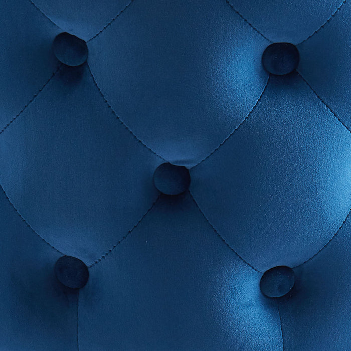 Worldwide Home Furnishings Delilah-Round Ottoman-Blue/Gold Round Ottoman 402-609BL/GL