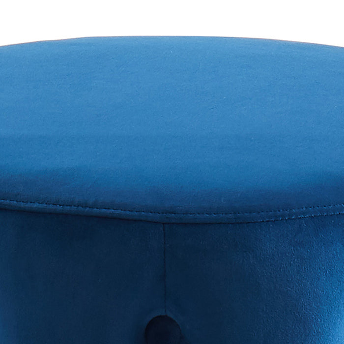 Worldwide Home Furnishings Delilah-Round Ottoman-Blue/Gold Round Ottoman 402-609BL/GL