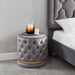 Worldwide Home Furnishings Delilah-Round Ottoman-Grey/Gold Round Ottoman 402-609GY/GL