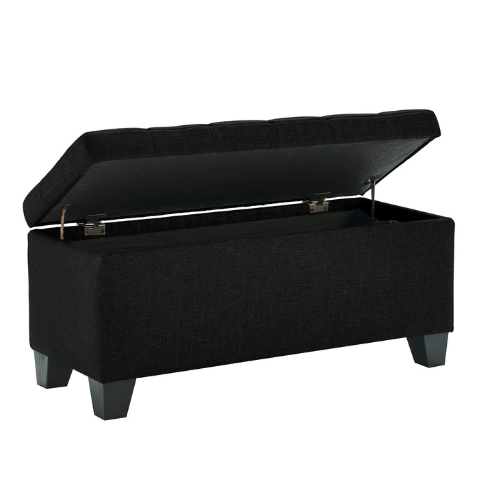Worldwide Home Furnishings Lila-Storage Ottoman-Black Rectangular Storage Ottoman 402-777BLK