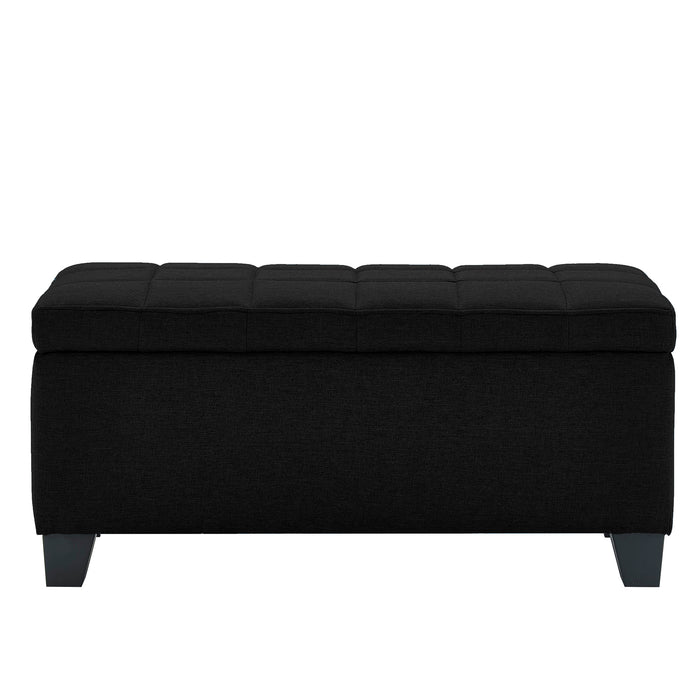 Worldwide Home Furnishings Lila-Storage Ottoman-Black Rectangular Storage Ottoman 402-777BLK