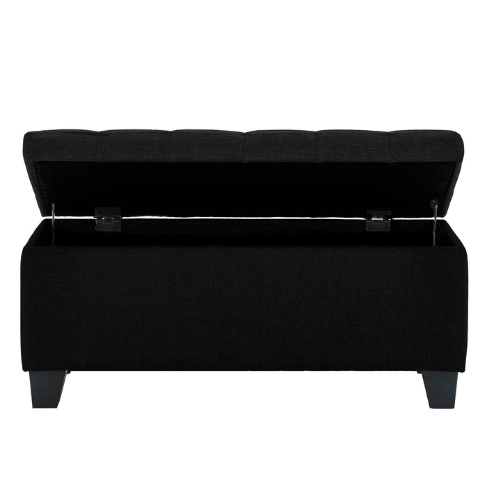 Worldwide Home Furnishings Lila-Storage Ottoman-Black Rectangular Storage Ottoman 402-777BLK