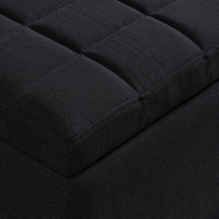 Worldwide Home Furnishings Lila-Storage Ottoman-Black Rectangular Storage Ottoman 402-777BLK