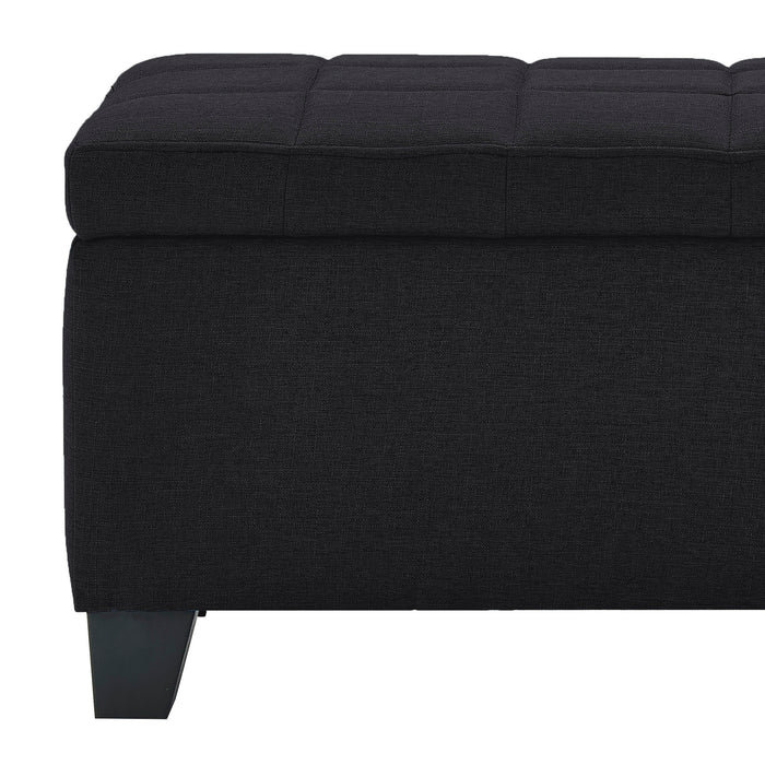 Worldwide Home Furnishings Lila-Storage Ottoman-Black Rectangular Storage Ottoman 402-777BLK