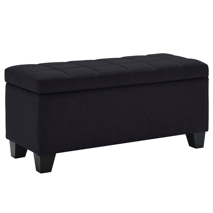 Worldwide Home Furnishings Lila-Storage Ottoman-Black Rectangular Storage Ottoman 402-777BLK