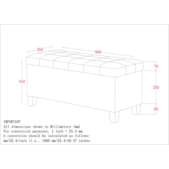 Worldwide Home Furnishings Lila-Storage Ottoman-Black Rectangular Storage Ottoman 402-777BLK