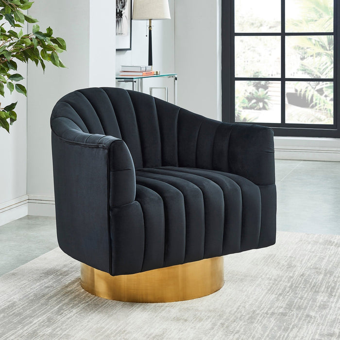 Worldwide Home Furnishings Cortina-Accent Chair-Black/Gold Base Accent Chair 403-433BK