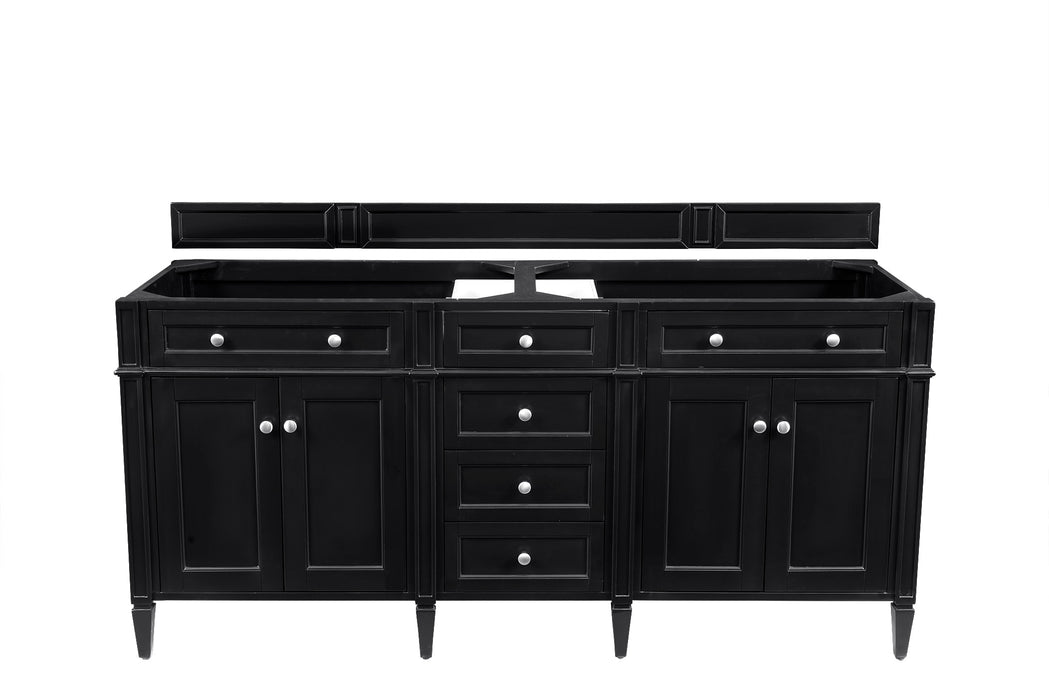 Brittany 72" Double Vanity, Burnished Mahogany w/ 3 CM Parisien Bleu Silestone Top w/FreePower Wireless Charger