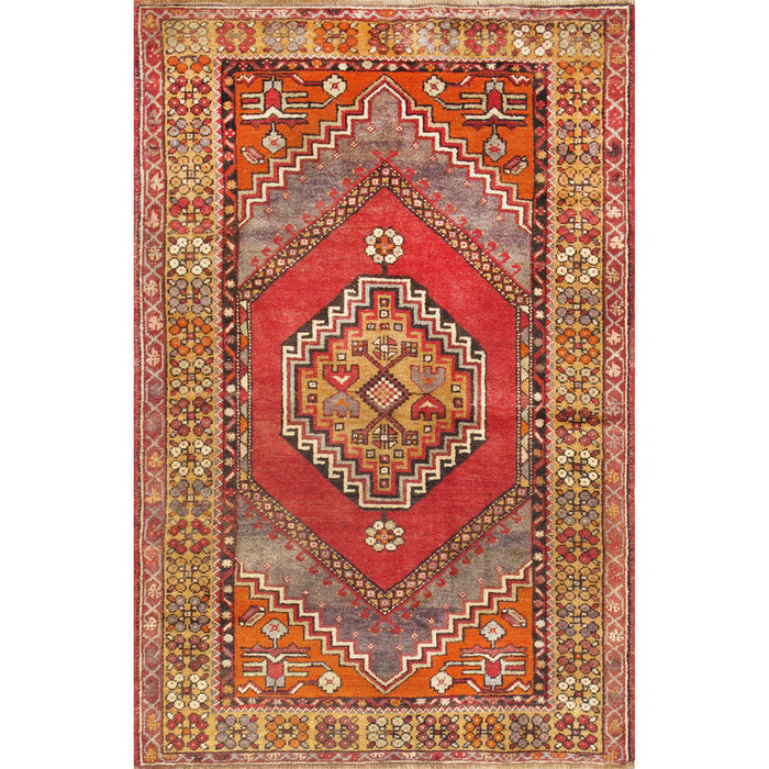 Pasargad Home Antique Sivas Collection Coral Lamb's Wool Area Rug- 3' 7" X 5' 7" 44773