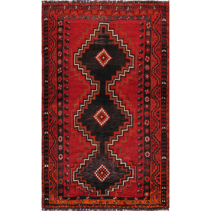 Pasargad Home Vintage Azerbaijan Red Lamb's Wool Area Rug- 4' 2" X 7' 2" 447