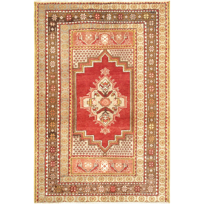 Pasargad Home Vintage Oushak Collection Coral Lamb's Wool Area Rug- 3' 8" X 5' 7" 45331