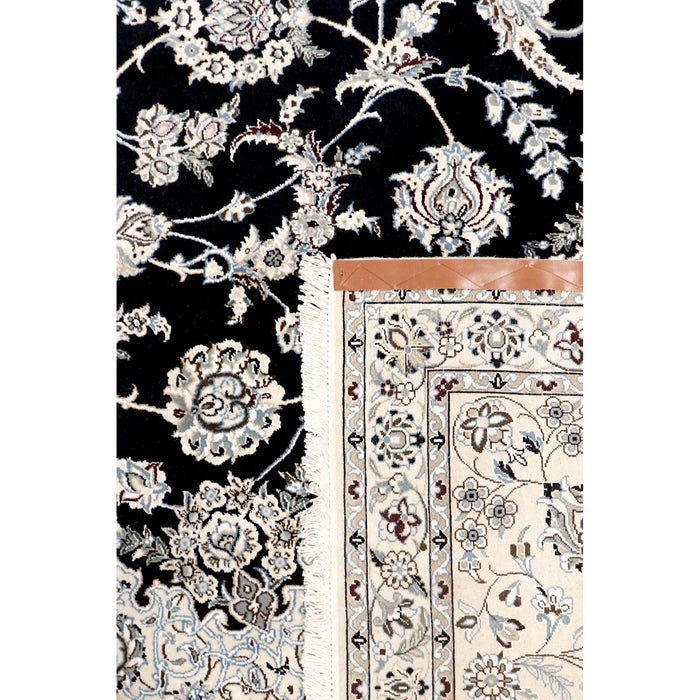 Pasargad Home Azerbaijan Collection Hand-Knotted Silk & Wool Area Rug- 9'10" X 13'10", Navy 45630